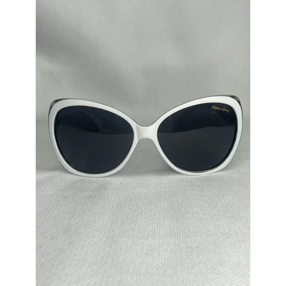 Maui and Sons Polarized CatEye Sunglasses Retro White 70s Black Lens PZ-MS-27010